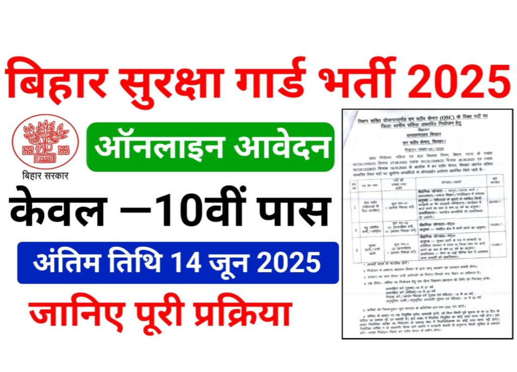 Bihar Security Guard Bharti 2025 — बिहार सुरक्षा गार्ड भर्ती 2025 के लिए 10वीं पास ऐसे करें ऑनलाइन आवेदन